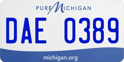 MI license plate DAE0389