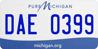 MI license plate DAE0399