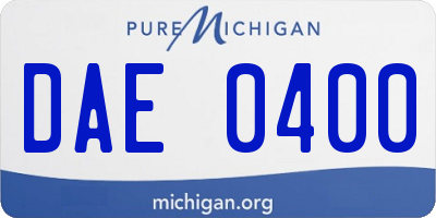 MI license plate DAE0400