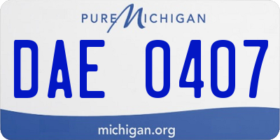 MI license plate DAE0407