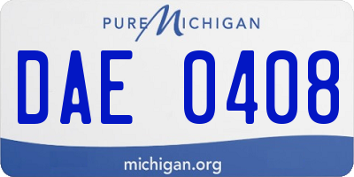 MI license plate DAE0408