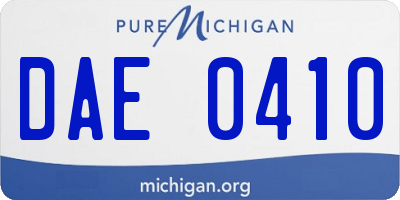 MI license plate DAE0410