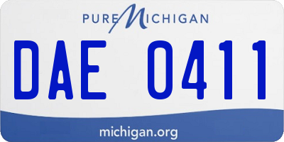 MI license plate DAE0411