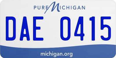 MI license plate DAE0415
