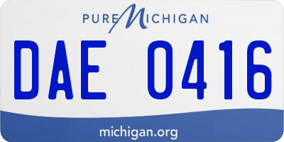 MI license plate DAE0416