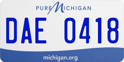MI license plate DAE0418