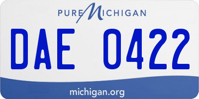 MI license plate DAE0422