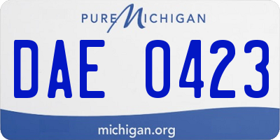 MI license plate DAE0423