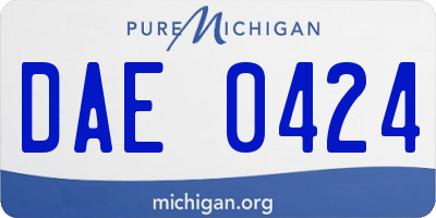 MI license plate DAE0424