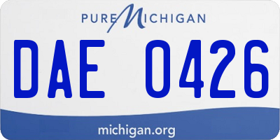MI license plate DAE0426