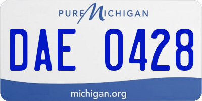 MI license plate DAE0428