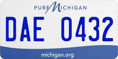 MI license plate DAE0432