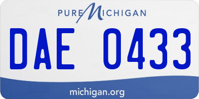 MI license plate DAE0433