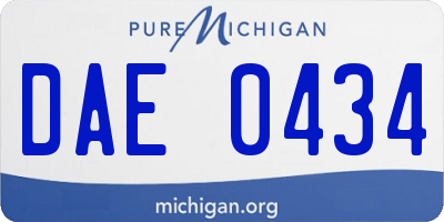 MI license plate DAE0434