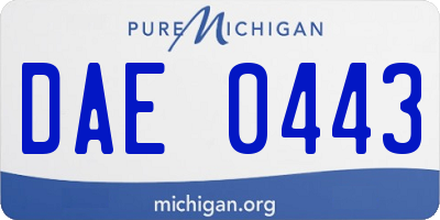 MI license plate DAE0443
