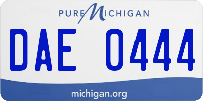 MI license plate DAE0444