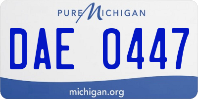 MI license plate DAE0447