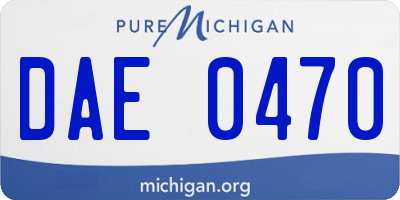 MI license plate DAE0470