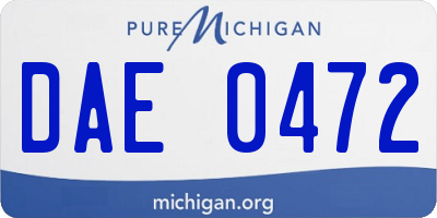 MI license plate DAE0472