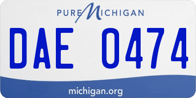 MI license plate DAE0474