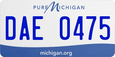 MI license plate DAE0475