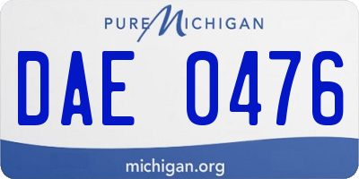 MI license plate DAE0476