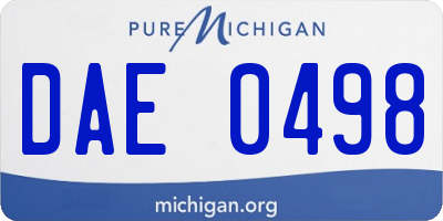 MI license plate DAE0498