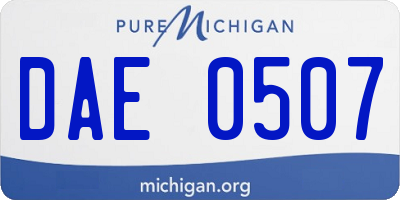 MI license plate DAE0507