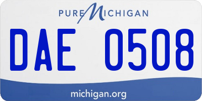 MI license plate DAE0508