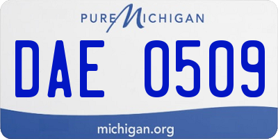 MI license plate DAE0509