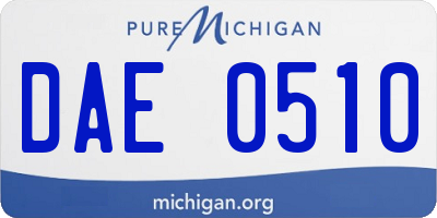 MI license plate DAE0510