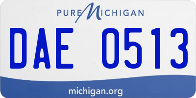 MI license plate DAE0513