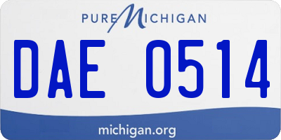 MI license plate DAE0514