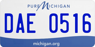 MI license plate DAE0516