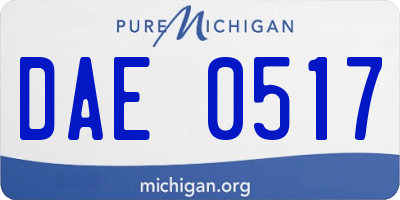 MI license plate DAE0517