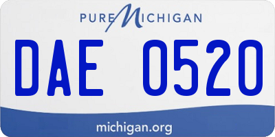 MI license plate DAE0520