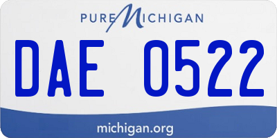 MI license plate DAE0522