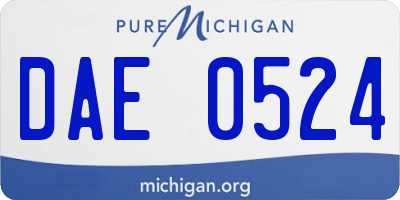 MI license plate DAE0524