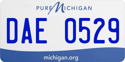 MI license plate DAE0529