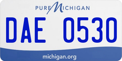 MI license plate DAE0530