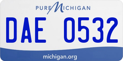 MI license plate DAE0532