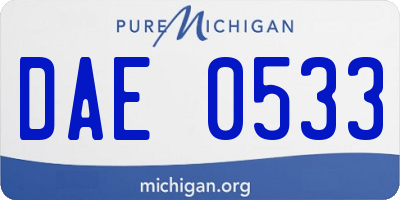 MI license plate DAE0533