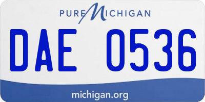 MI license plate DAE0536