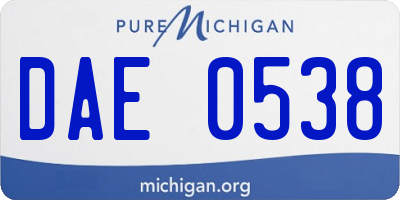 MI license plate DAE0538
