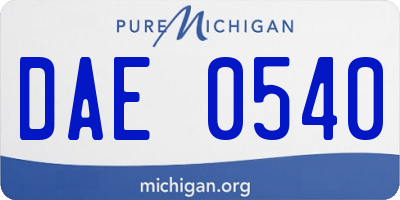 MI license plate DAE0540