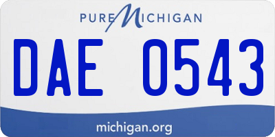 MI license plate DAE0543