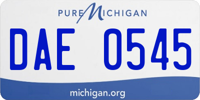 MI license plate DAE0545