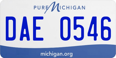 MI license plate DAE0546
