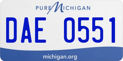 MI license plate DAE0551