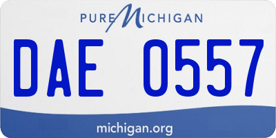MI license plate DAE0557